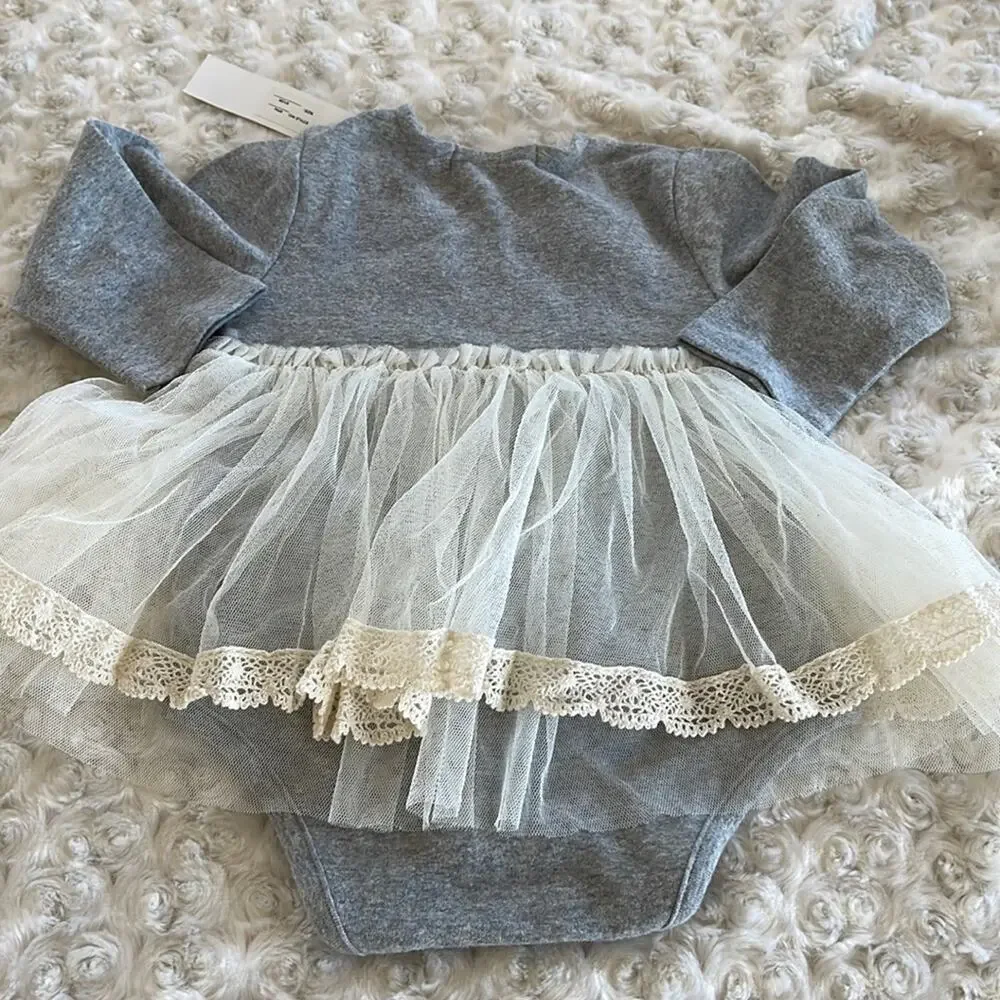 MAE. LI ROSE Baby Party/ Holidays Dress Gray Beige Size 9-12 Months. NWT